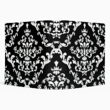 Black and White Damask Pattern 3 Ring Binders