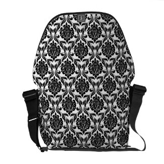 Black and White Damask Pattern Messenger Bag