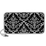Black and White Damask Pattern Mp3 Speakers