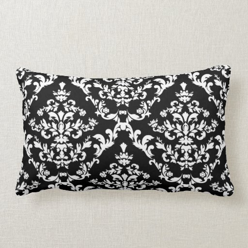 Black and White Damask Pattern Pillow Zazzle