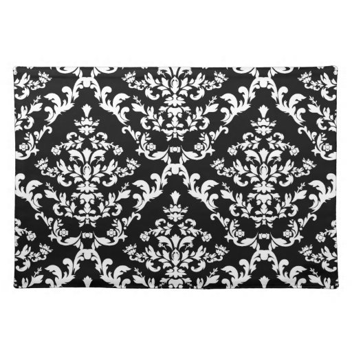 Black and White Damask Pattern Placemat