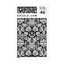 Black and white damask pattern postage