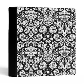 Black and white damask pattern vinyl binder