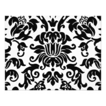 Black and White Damask Personalized Invitation