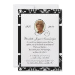 Black and White Damask Photo Death Announcement