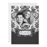 Black and White Damask Photo Save the Date Cards Invitations