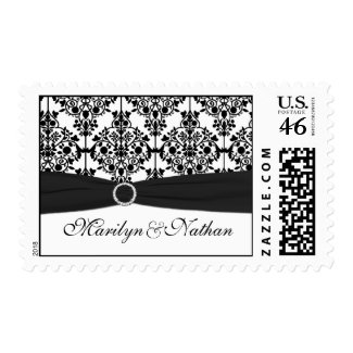 Black and White Damask Postage stamp