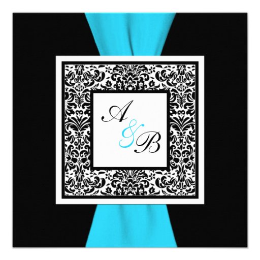 Black and White Damask PRINTED Ribbon Personalized Announcements