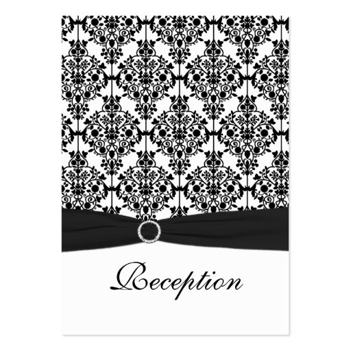Black and White Damask Reception Card Business Card Templates (front side)
