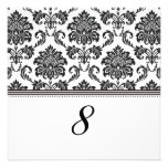 Black and White Damask Reception Table Number Invite