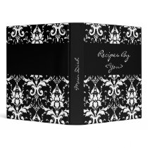 Black and White Damask Recipe Cook Book Binder