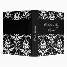 Black and White Damask Recipe Cook Book Binder