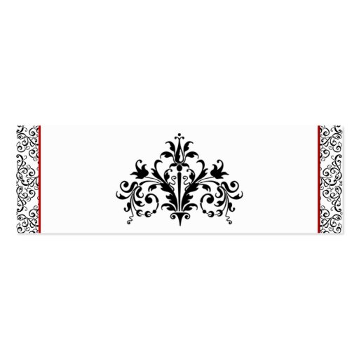 Black and White Damask Red Wedding Drink Ticket Business Card (back side)