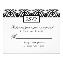 Black and White Damask Reply Cards - RSVP Invitations