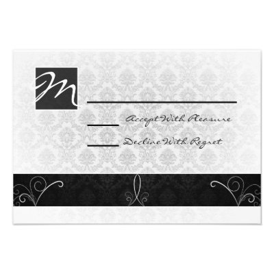 Black and White Damask RSVP Card Personalized Invitations