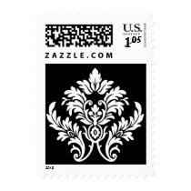 Black and White Damask Square Stamp