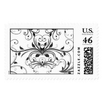 Black and White Damask Style Postage