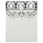 black and white damask swirl letterhead design
