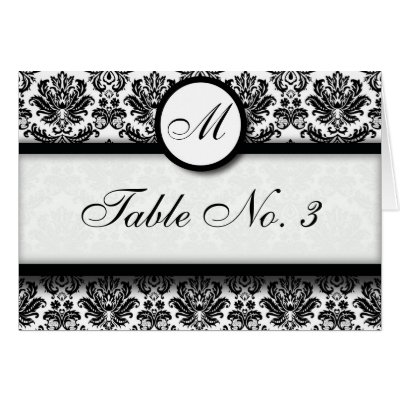 Black and White Damask Table Seating Card