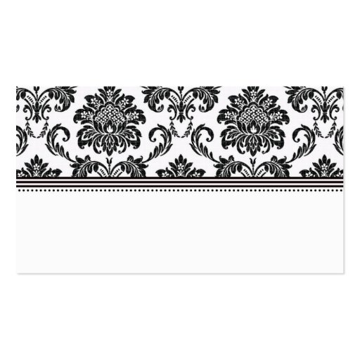 Black and White Damask Thank You Card Business Card Templates (back side)