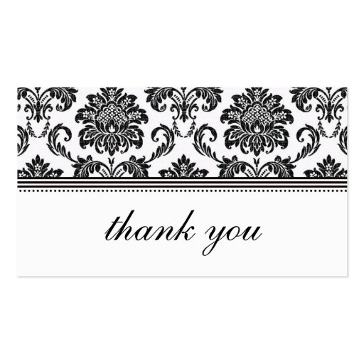 Black and White Damask Thank You Card Business Card Templates (front side)