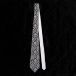 Black and white damask necktie
