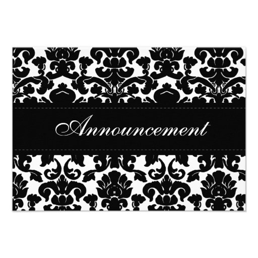 Black and White Damask Wedding Cancellation Card