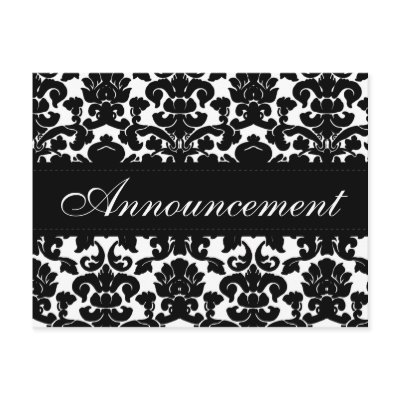 Black and White Damask Wedding Cancellation Card Post Cards
