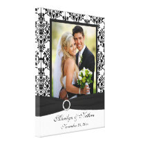 Black and White Damask Wedding Canvas Gallery Wrapped Canvas