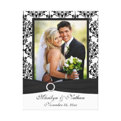 Black and White Damask Wedding Canvas Gallery Wrapped Canvas by 
