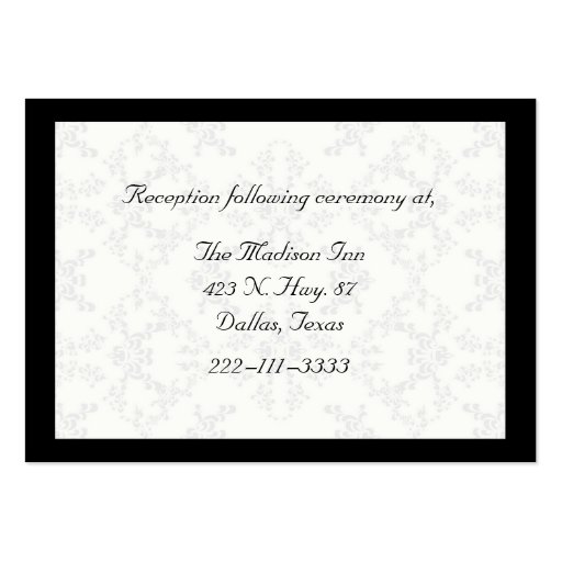 Black and white damask Wedding enclosure cards Business Card (front side)