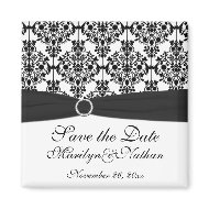 Black and White Damask Wedding Favor Magnet magnet