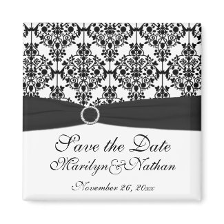 Black and White Damask Wedding Favor Magnet magnet