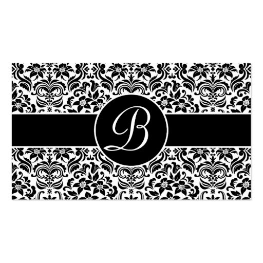 Black and White Damask Wedding Gift Registry Cards Business Card Templates (front side)