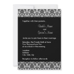 Black and White Damask Wedding Invitation
