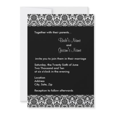 Black and White Damask Wedding Invitation