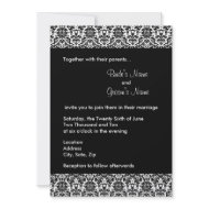 Black and White Damask Wedding Invitation invitation