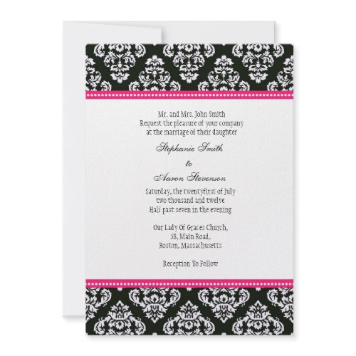 Black and White Damask Wedding Invitation invitation