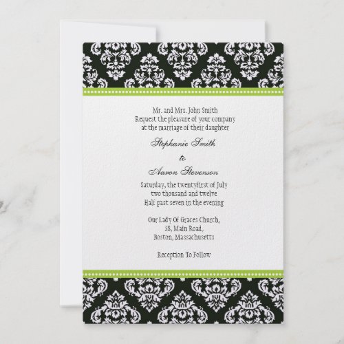  Black and White Damask Wedding Invitation invitation