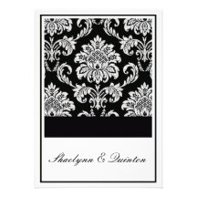 Black and White Damask Wedding Invitation