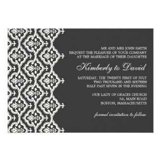 Black and White Damask Wedding Invitation