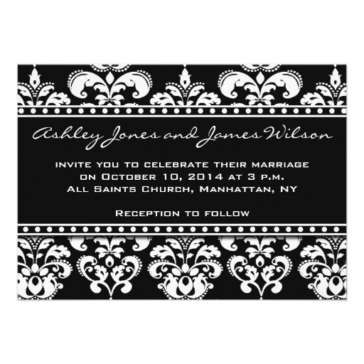 Black and White Damask Wedding Invitations