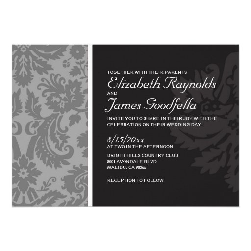 Black And White Damask Wedding Invitations