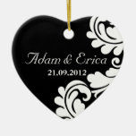Black and white Damask Wedding Ornaments