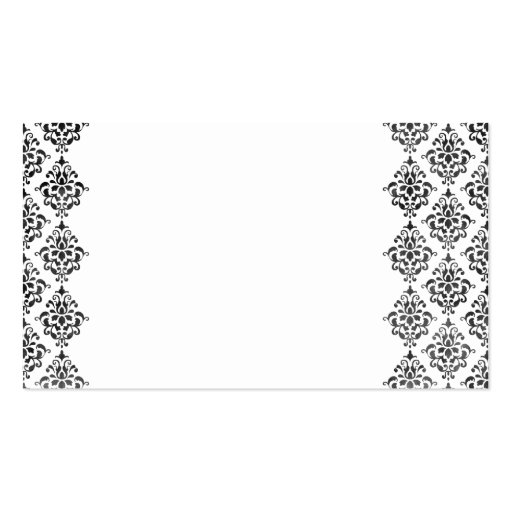 Black and White Damask Wedding Place Cards Business Card (back side)