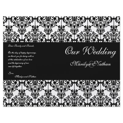 Black and White Damask Wedding Program Custom Flyer
