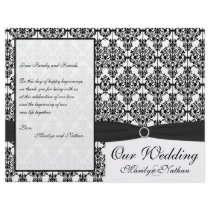 Black and White Damask Wedding Program Custom Flyer