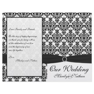 Black and White Damask Wedding Program flyer