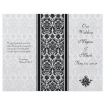 Black and White Damask Wedding Program Flyer