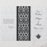 Black and White Damask Wedding Program Flyer
